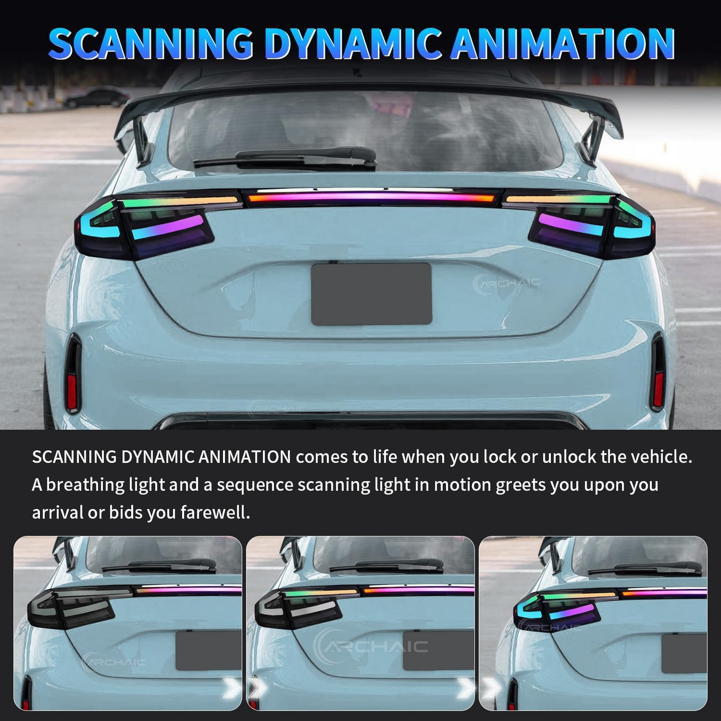 LED Tail Lights for 2022-2024 Honda Civic Hatchback /Type-R, Tail Light Assembly for 11th Gen Civic (2022-2024)One Pair