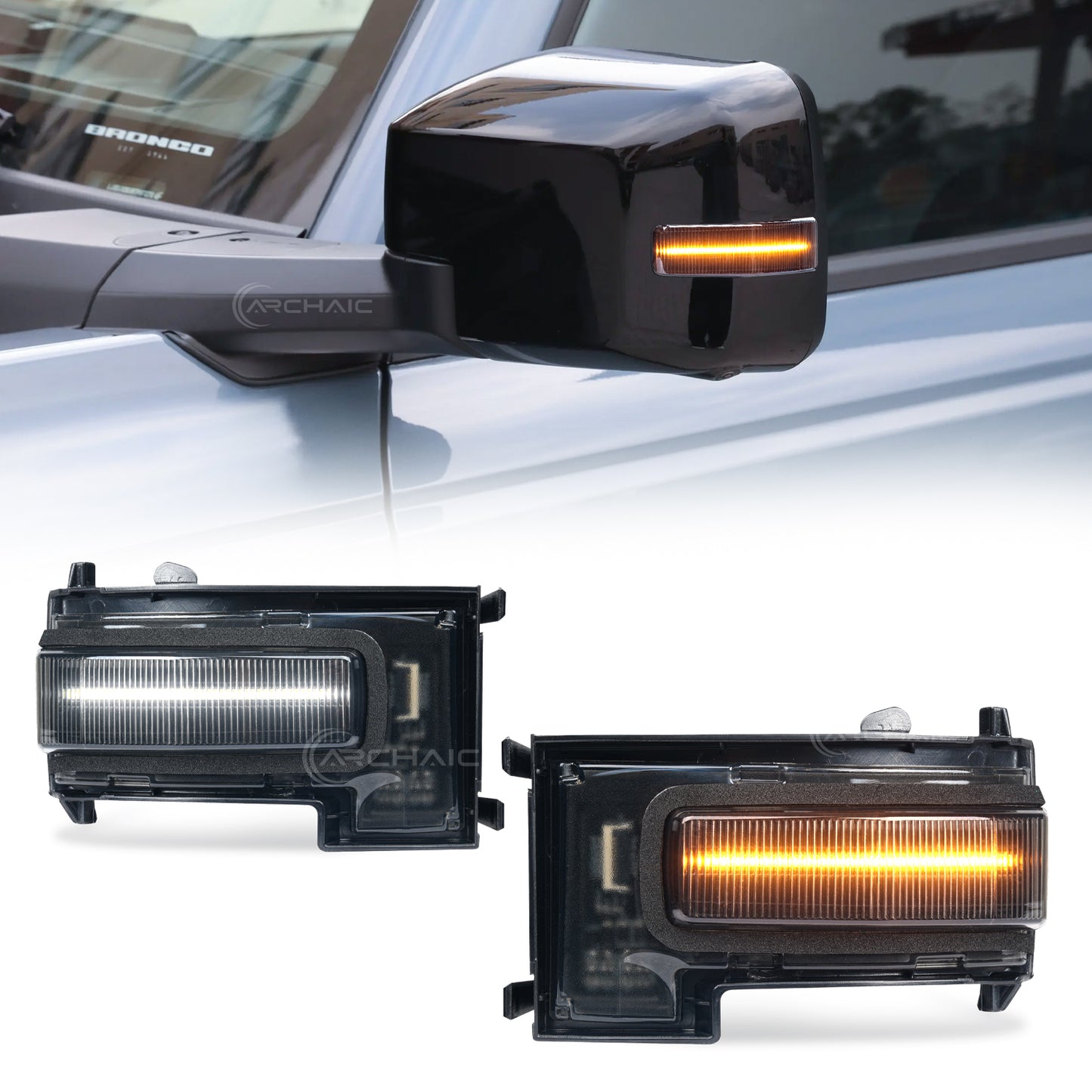 LED Mirror Lights for 2021-2025 Ford Bronco 2/4 Door,Warning Lamp w Animation