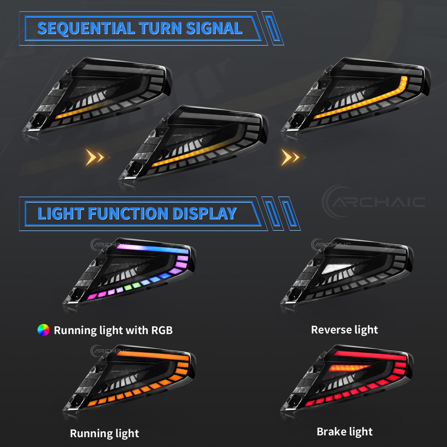 Archaic Dynamic LED Tail Lights for Subaru WRX VB 2022–2025 | RGB Rear Lamps