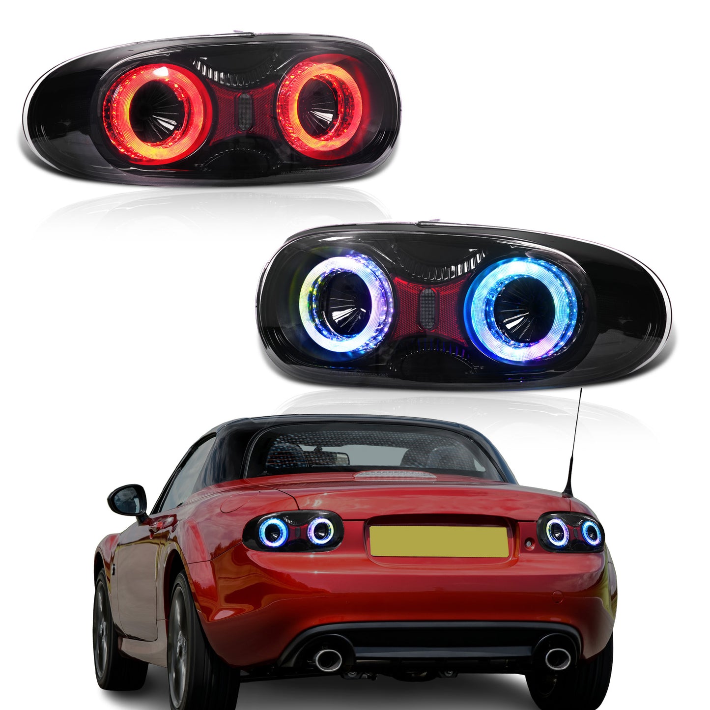 Archaic RGB LED Tail Lights for Mazda MX-5 Miata NA (1989-1997) with Reflectors | E-Mark Certified, APP Controlled, Plug & Play