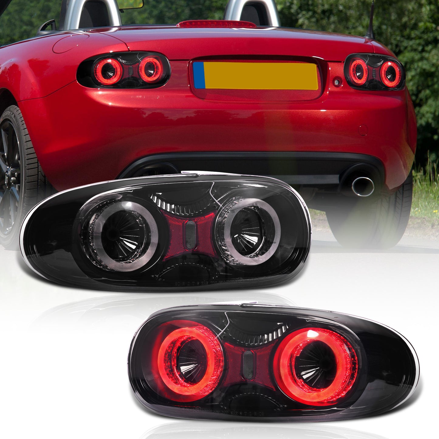 Feu arrière complet à LED pour Mazda Miata MX-5 NC NC2 NC3 (2005-2015) homologué CE. Réflecteur amélioré.