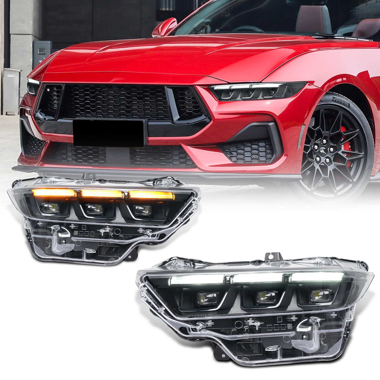 Bloc optique avant pour Ford Mustang Ecosport/GT (Compatible avec les Ford Mustang de 2024 à aujourd'hui)