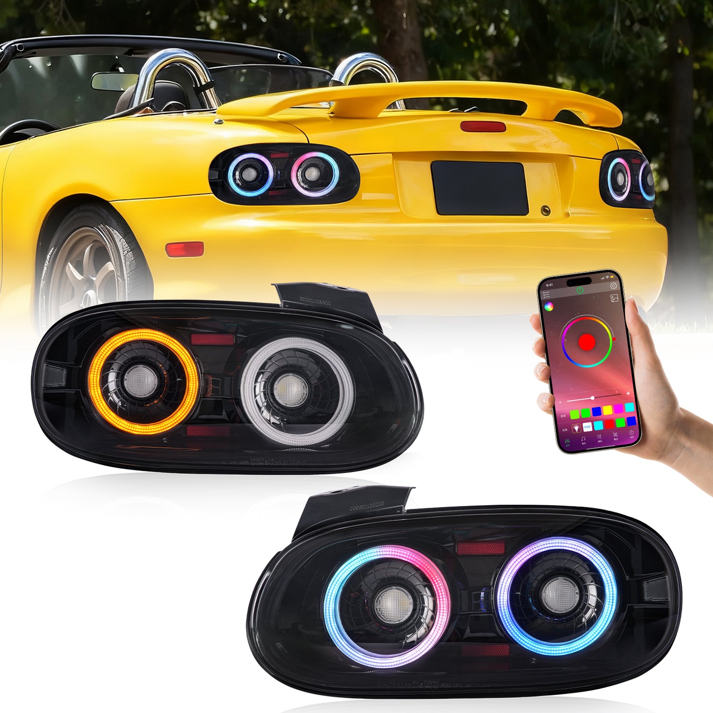 Archaic RGB LED Tail Lights for Mazda MX-5 Miata NB 1998–2005 | Pair