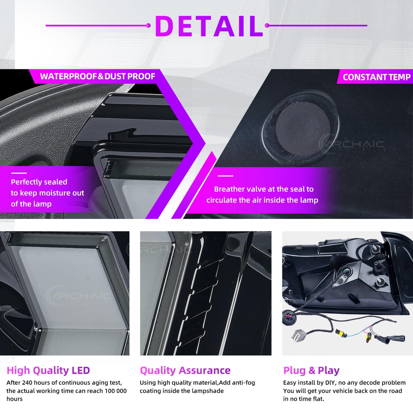 Tail Lights Assembly for 2015-2023 Ford Mustang Shelby GT350 GT500 Amber turn signal