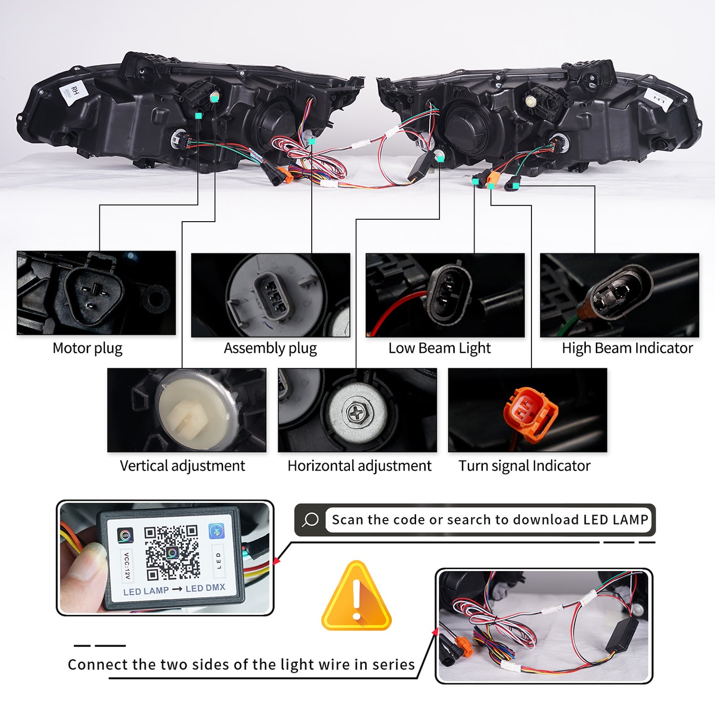 RGB Headlights Assembly For 10th Gen Honda Civic 2016-2021