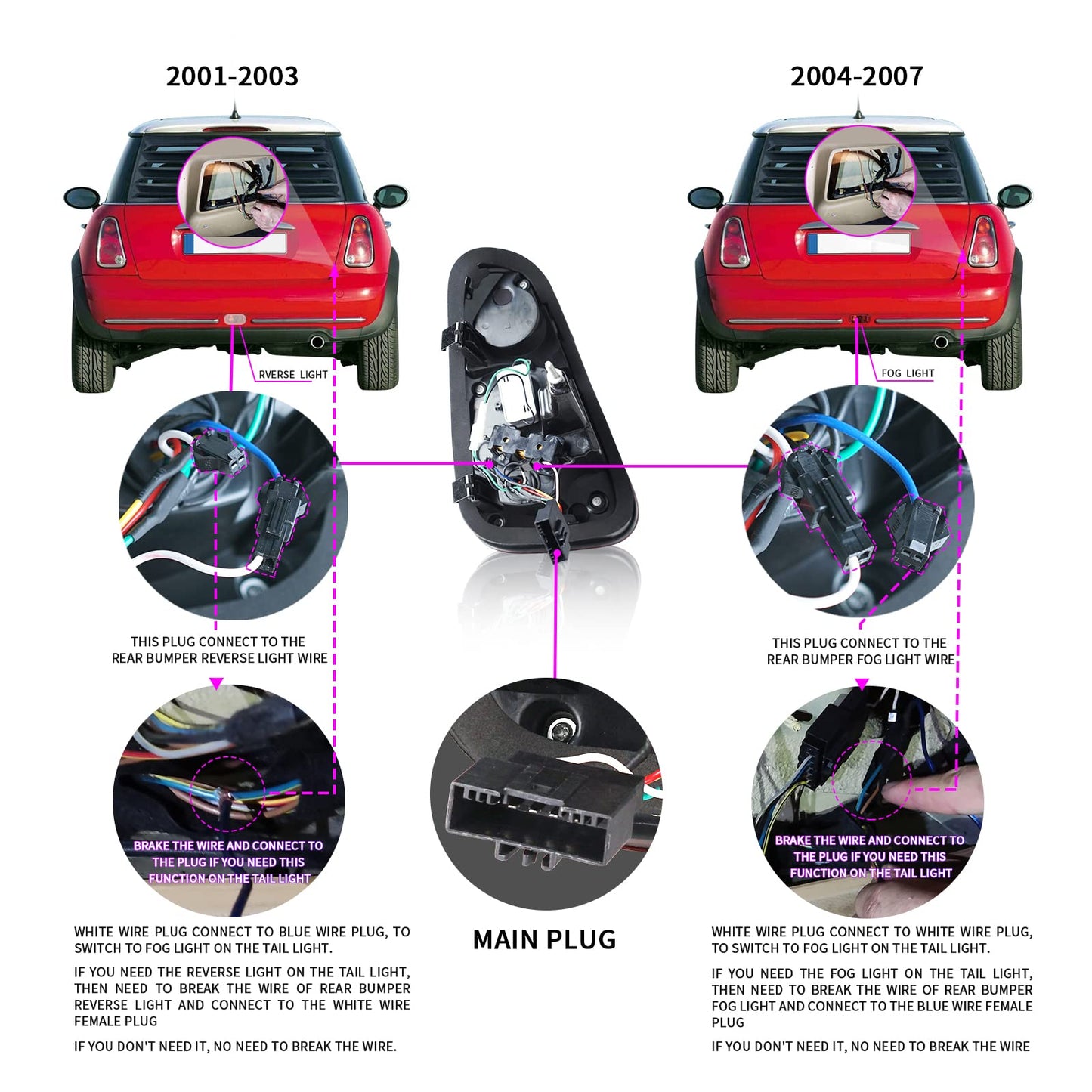 E-Mark Approved Tail Lights for Mini Cooper 2001–2008 LED OEM Replacement Assembly