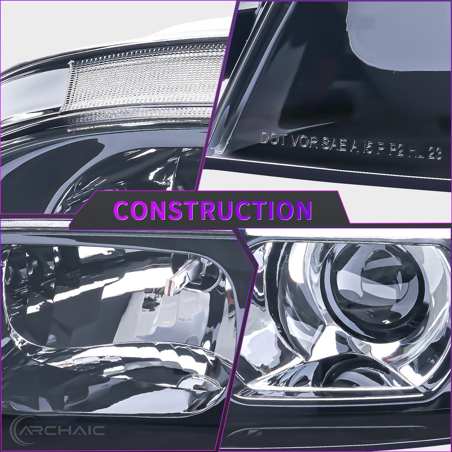 Close-up of Archaic LED Headlights for Nissan Skyline R33 GT-R 1995–1998