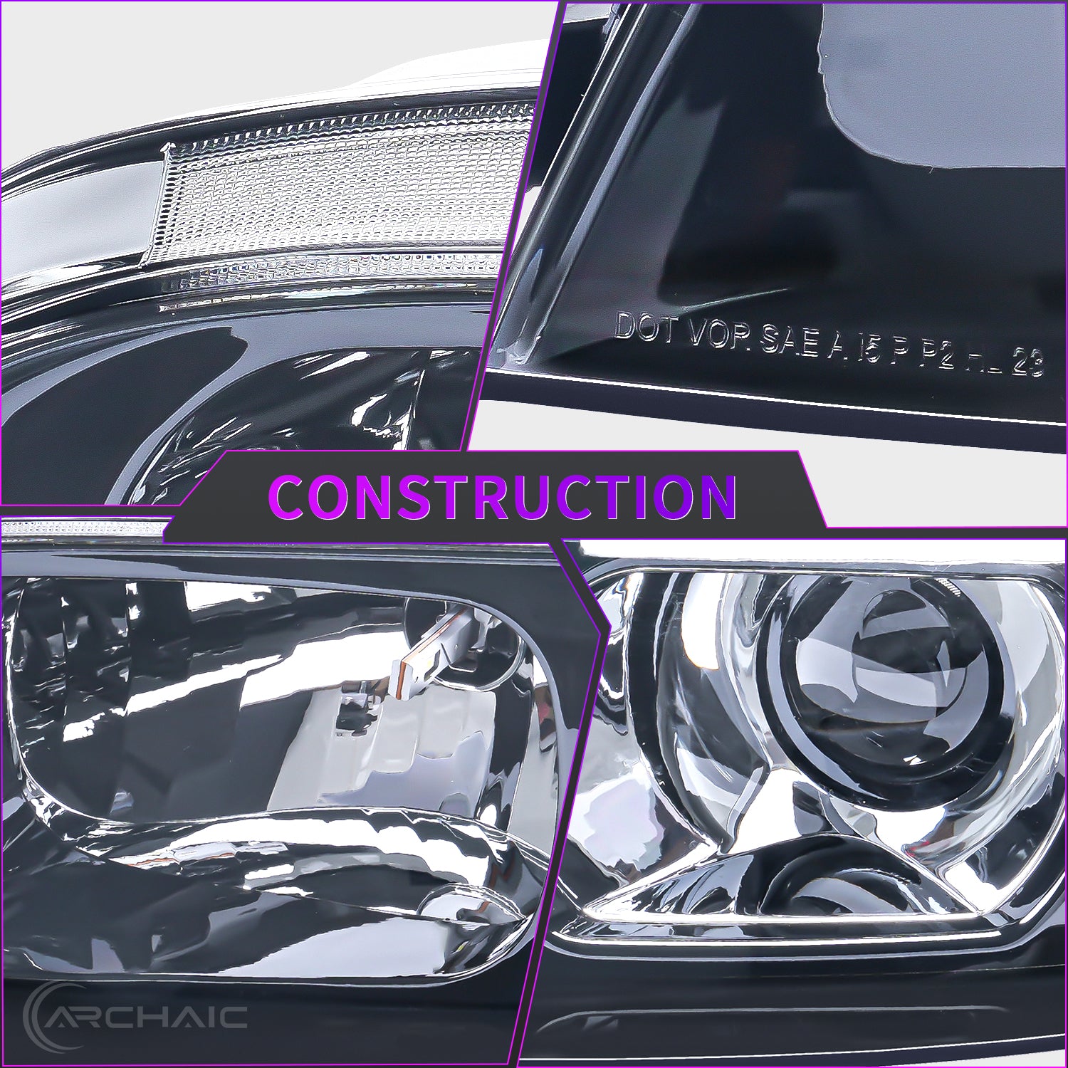 Close-up of Archaic LED Headlights for Nissan Skyline R33 GT-R 1995–1998