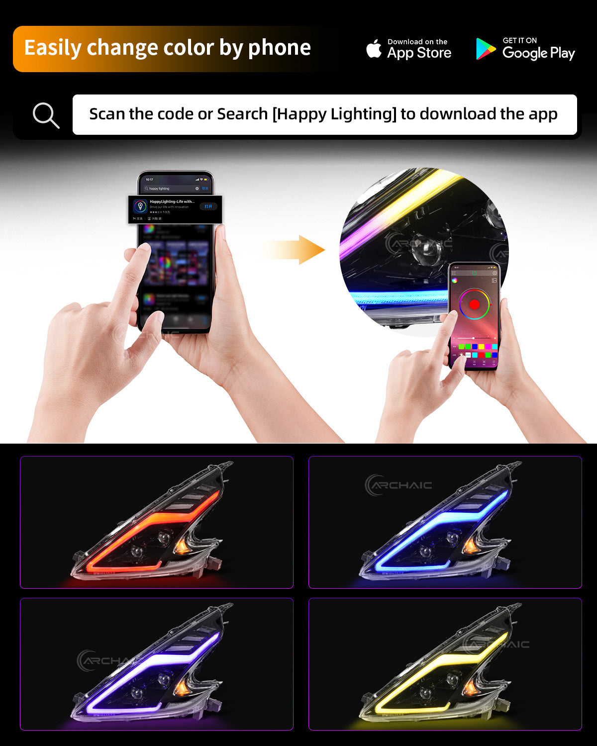 Faros LED de alto rendimiento para Nissan 370Z Z34 2008–2021 | DRL con animación RGB al encender