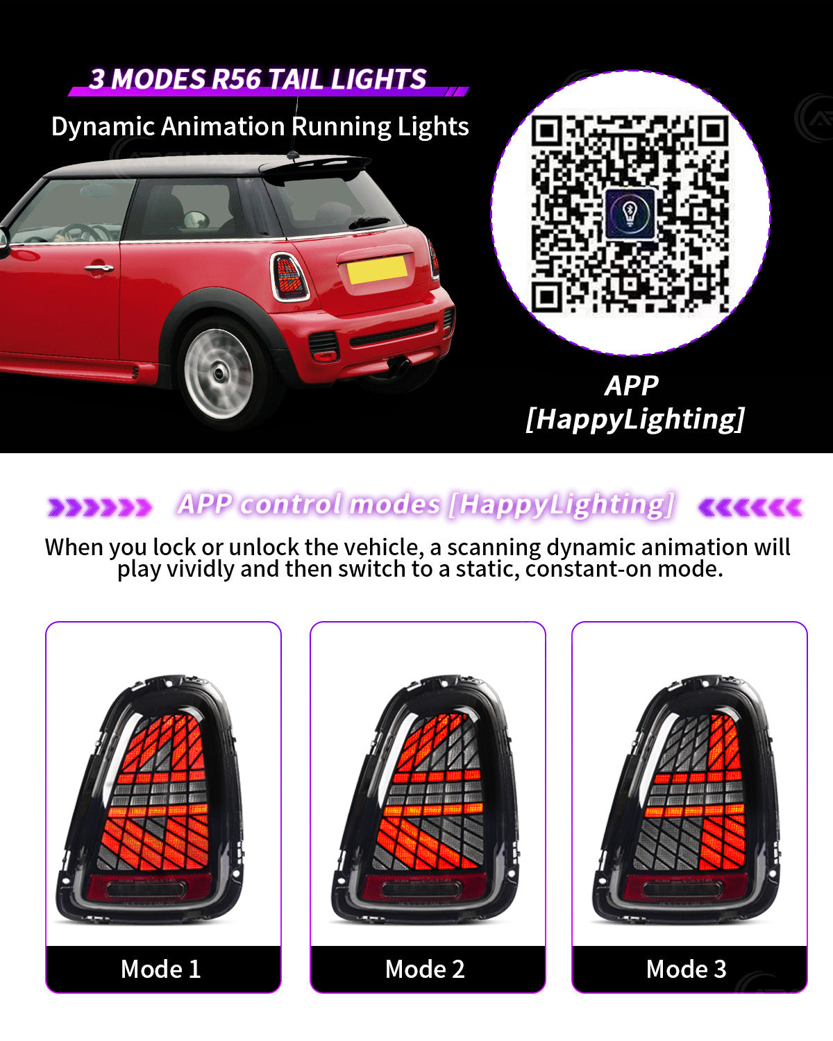 Archaic Full LED Tail Lights for MINI Cooper R56 Hatchback (2007–2014)