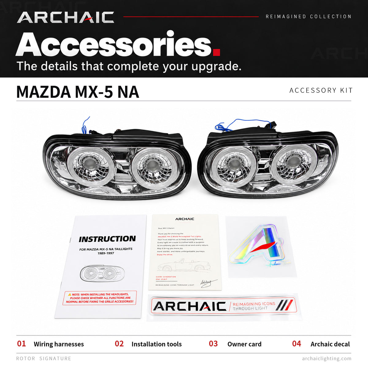 Feux arrière à LED complets (teinte fumée claire) pour Mazda Miata NA (modèle ancien) - Déjà homologué E-mark