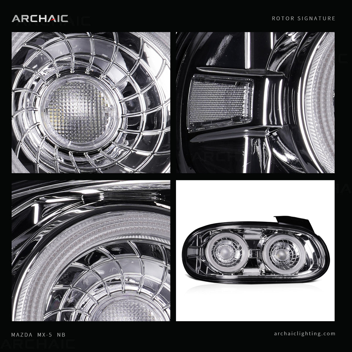 Feux arrière à LED Archaic pour Mazda MX-5 Miata NB 1998–2005, feux de jour à animation 3D, design JDM, installation facile, paire