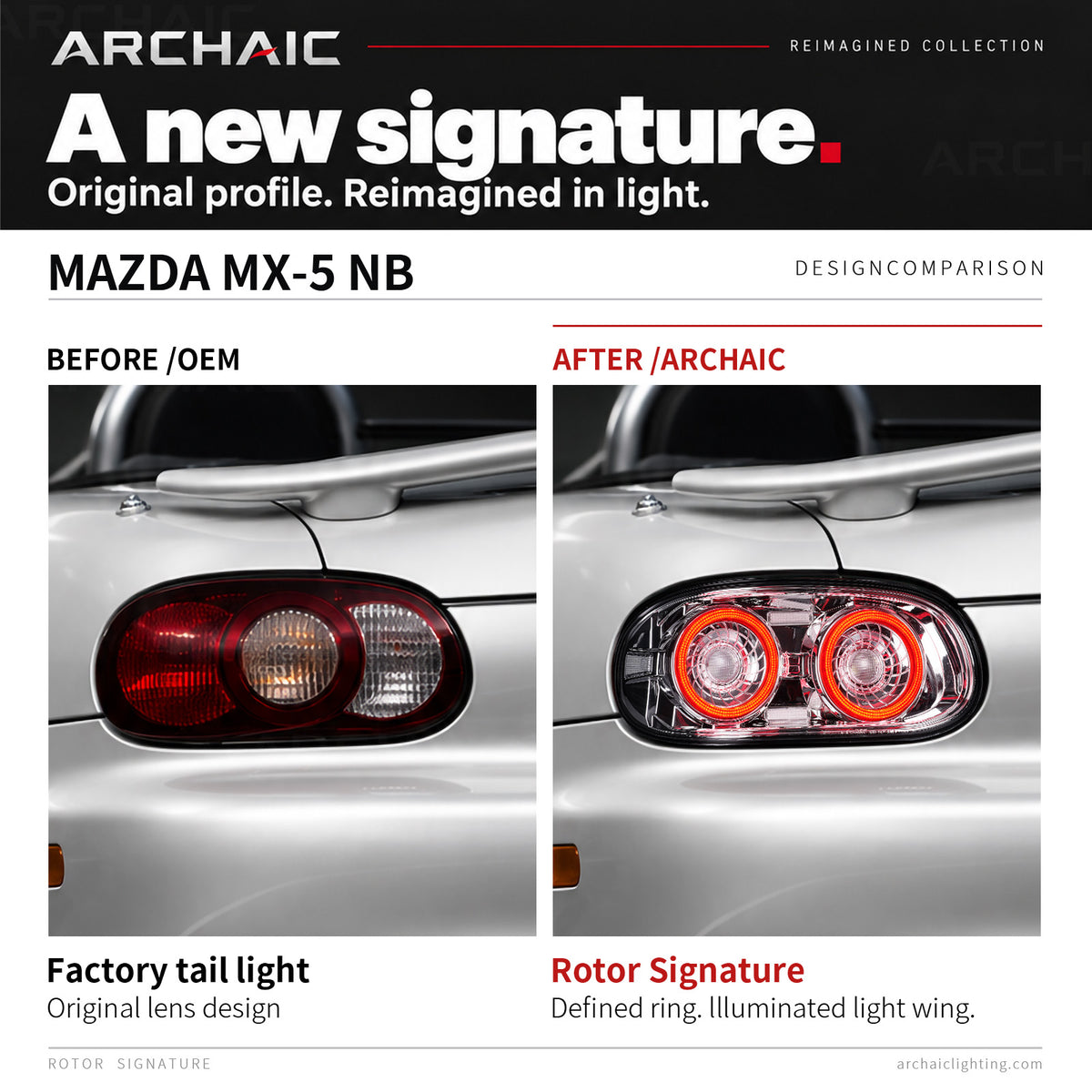 Feux arrière à LED Archaic pour Mazda MX-5 Miata NB 1998–2005, feux de jour à animation 3D, design JDM, installation facile, paire