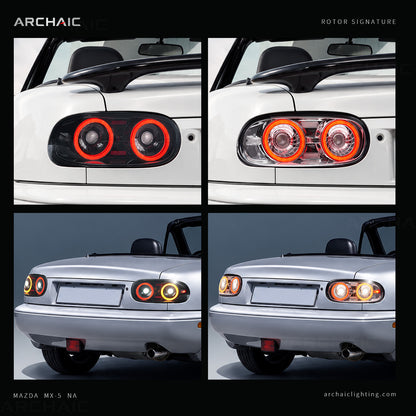 Feux arrière à LED complets (teinte fumée claire) pour Mazda Miata NA (modèle ancien) - Déjà homologué E-mark
