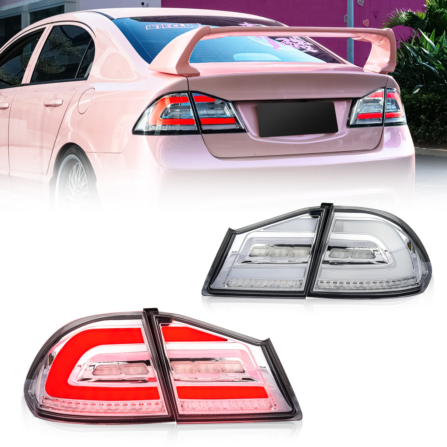 Diamond-Style LED Tail Lights for Honda Civic 2006–2011 | Startup Animation & Sequential Signals