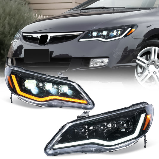 Aftermarket LED Headlights for Honda Civic FD1 FD2 Type R 2006–2012 | LHD/RHD Compatible Projector Front Lamp Replacement
