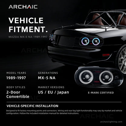 Archaic RGB LED Tail Lights for Mazda MX-5 Miata NA 1989–1997 | App Controlled