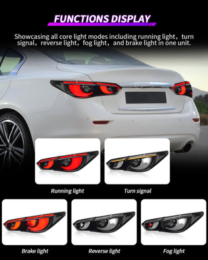 Archaic Full LED Tail Lights for Infiniti Q50 / Skyline V37 (2014–2017)