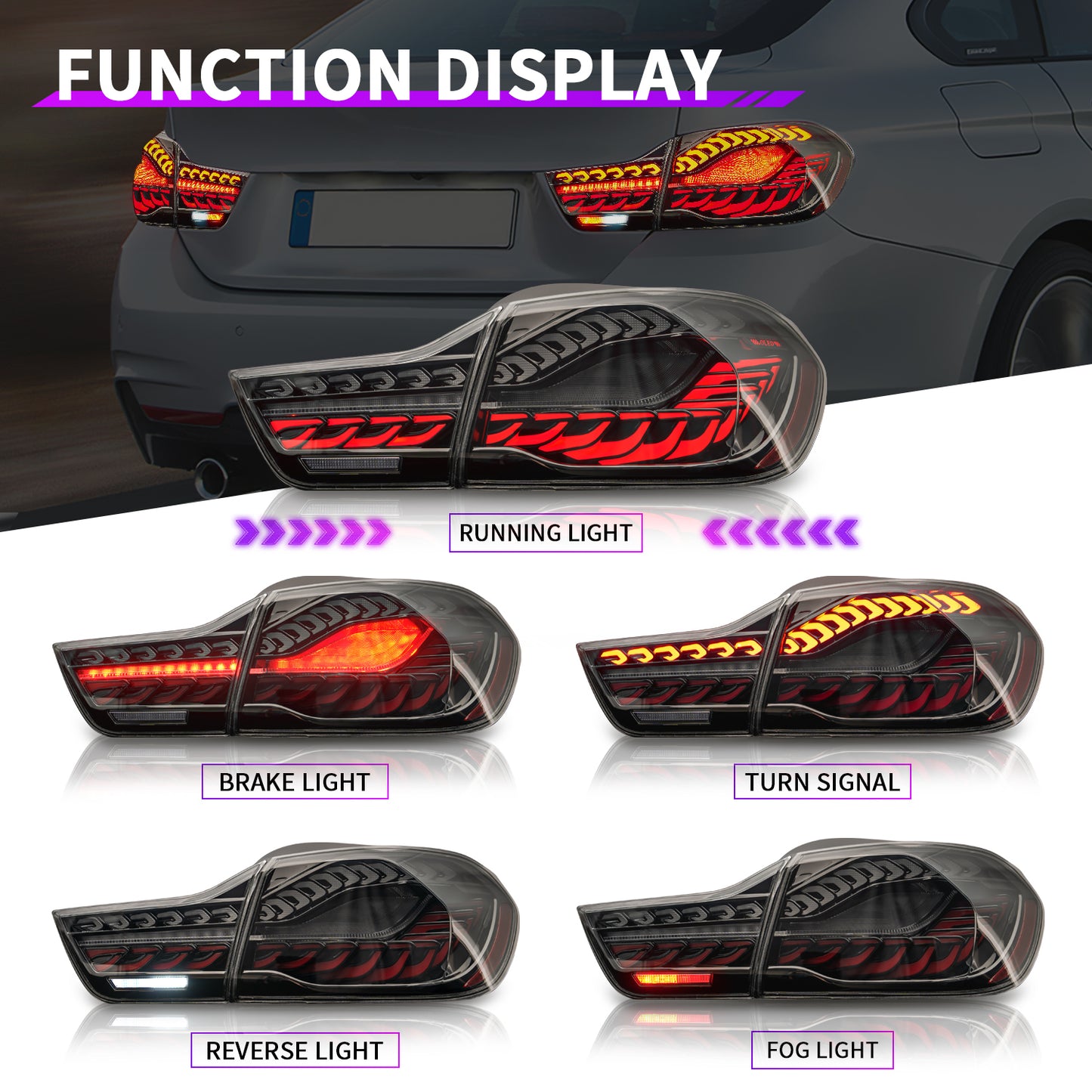 Full LED Tail Lights Assembly For BMW 4 Series F32 F33 F36 F82 F83 2014-2020,Clear