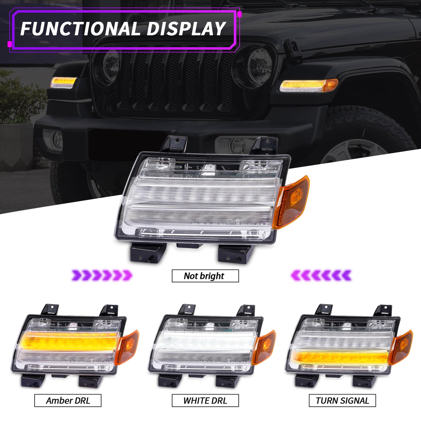 Archaic LED Fender Flare Turn Signal Lights for Jeep Wrangler JL Gladiator JT | Sequential Dynamic Amber