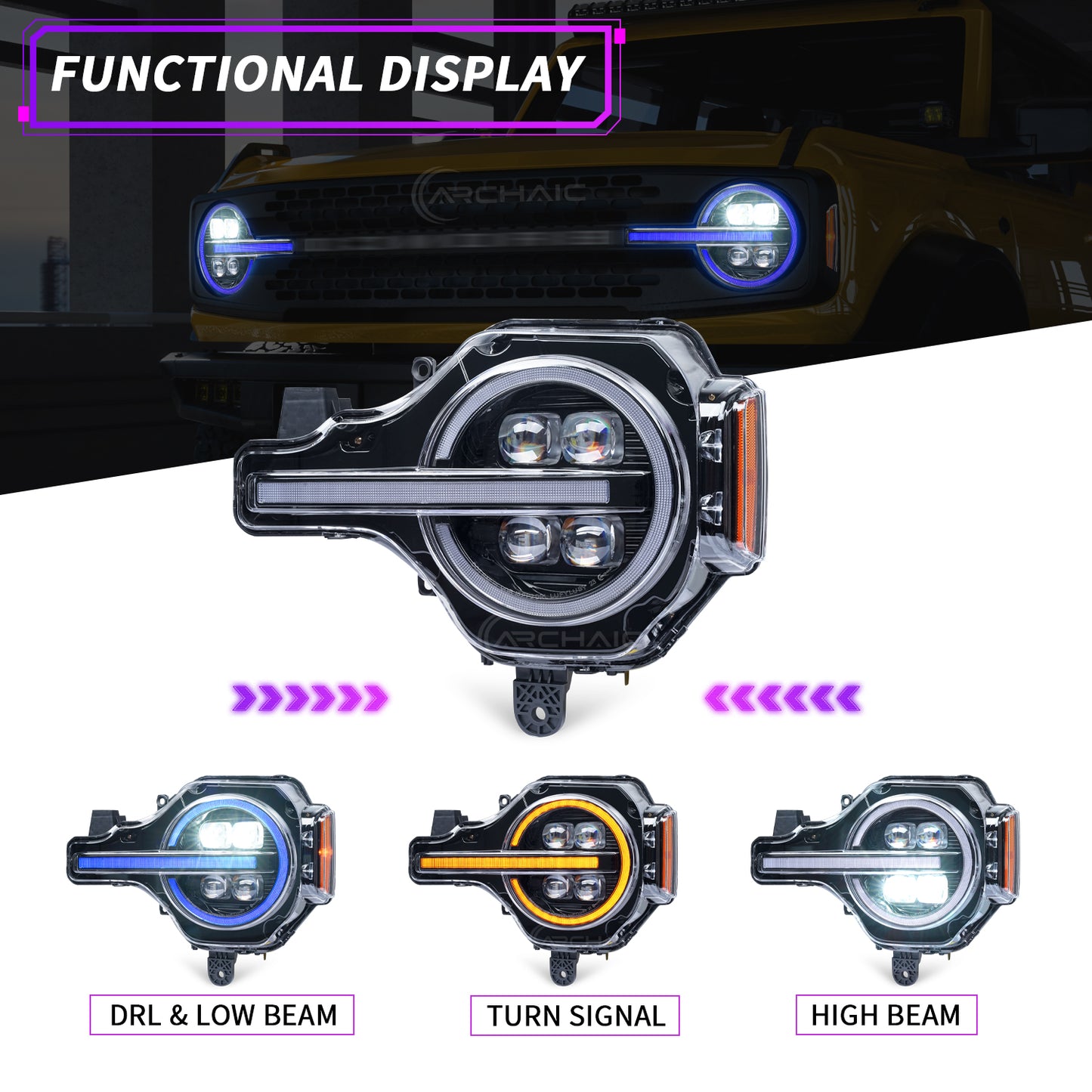 LED Projector Headlights for 2024–2026 Ford Mustang S650 | Startup Animation & Sequential Turn Signals