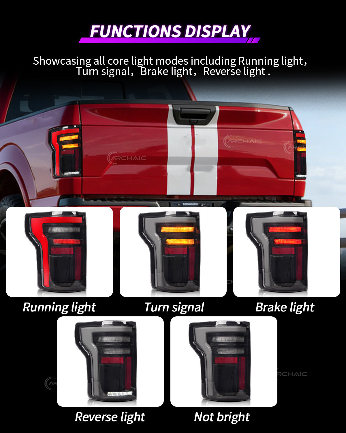 Luces traseras LED para Ford F-150 2015-2020 y Raptor 2017-2020 | Intermitente secuencial, animación de inicio, luces traseras LED completas, compatible con halógenas y LED OEM