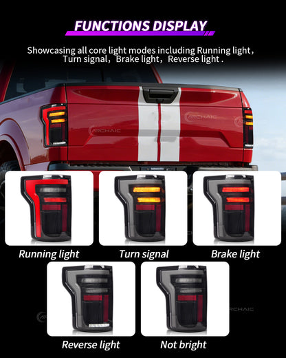 Luces traseras LED para Ford F-150 2015-2020 y Raptor 2017-2020 | Intermitente secuencial, animación de inicio, luces traseras LED completas, compatible con halógenas y LED OEM