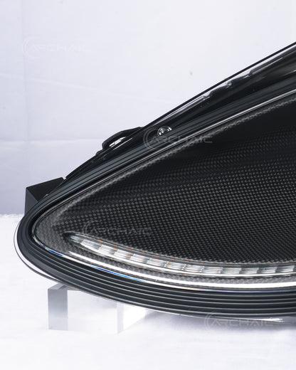 Ferrari F430 Carbon Fiber Wrapped Bi-Xenon Projector Headlights – E-Mark & DOT Certified OEM+ Upgrade