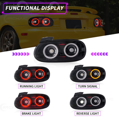 Archaic Full LED Tail Lights for Mazda MX-5 Miata NB 1998–2005, 3D Animation DRL, JDM Design, Plug & Play, Pair