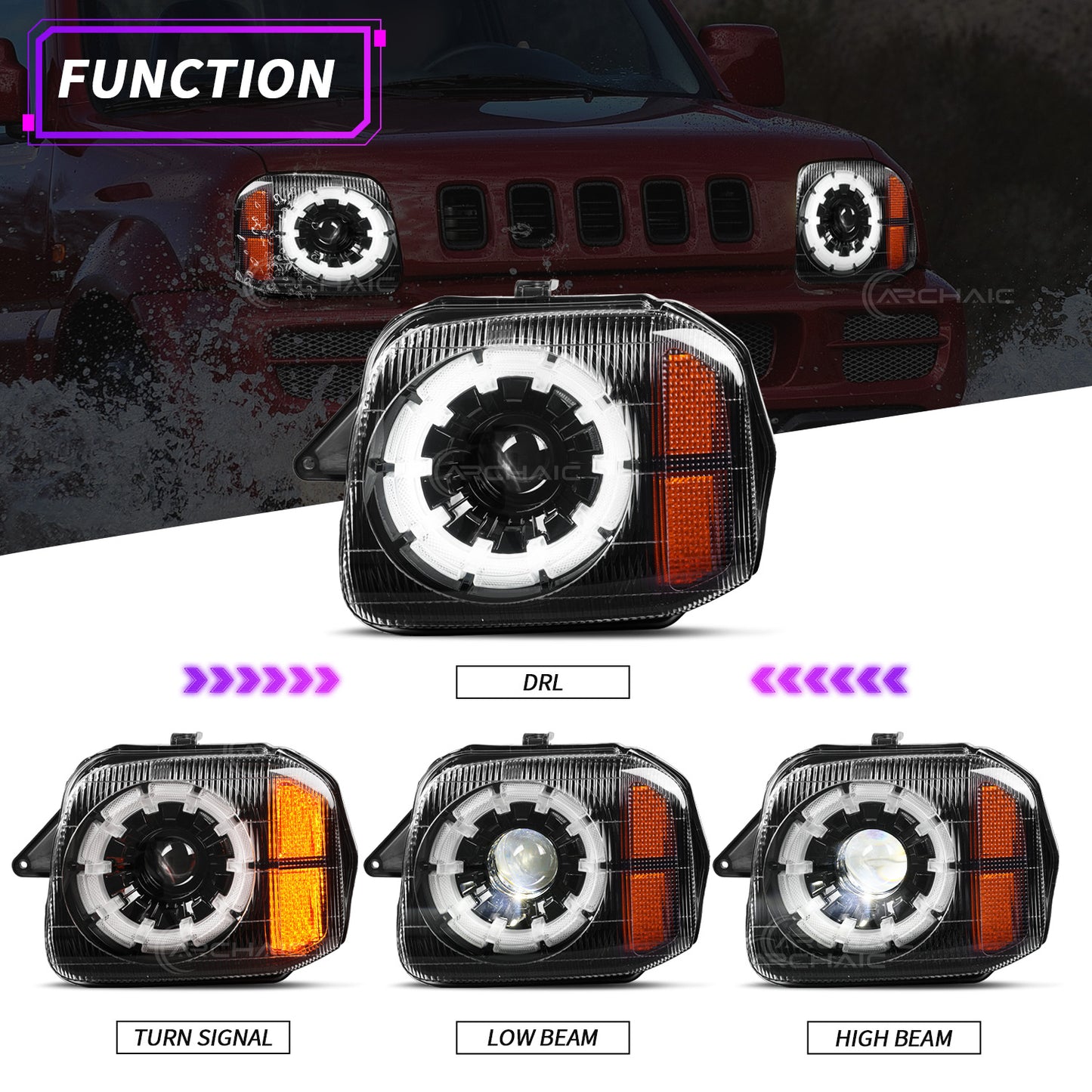 OEM Style LED Headlights Compatible with Suzuki Jimny 2007–2015 | Projector Upgrade