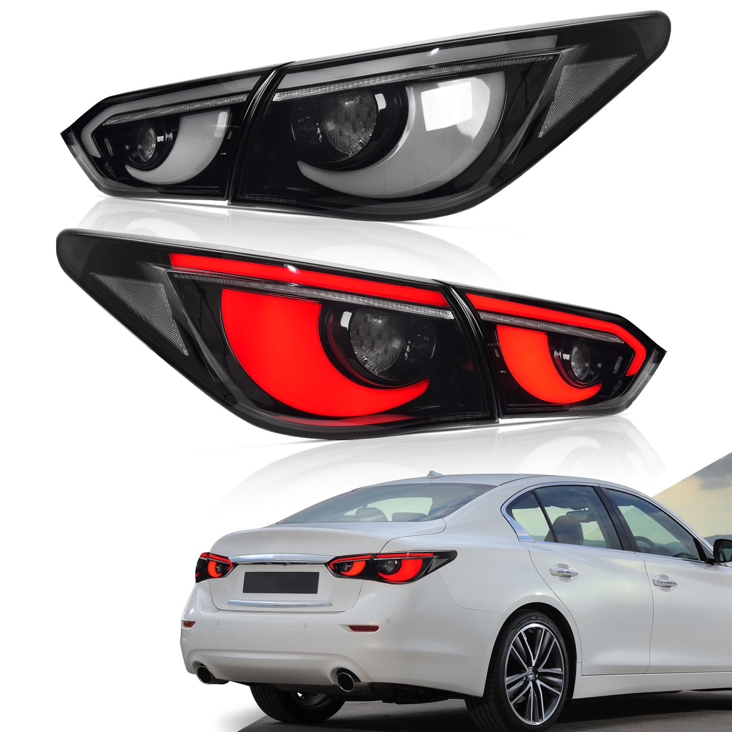Archaic Full LED Tail Lights for Infiniti Q50 / Skyline V37 (2014–2017)