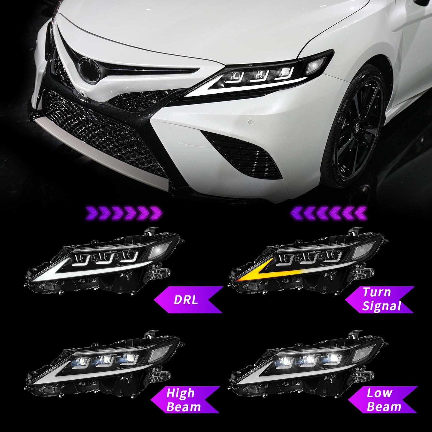 Full LED Headlights Assembly For Toyota Camry 2018-2022,US version