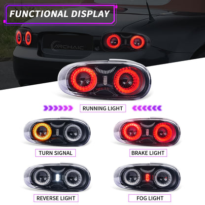 Archaic Full LED Tail Lights Assembly 2005–2015 Fit Mazda MX-5 Miata NC NC2 NC3 | E-Mark Certified Upgrade