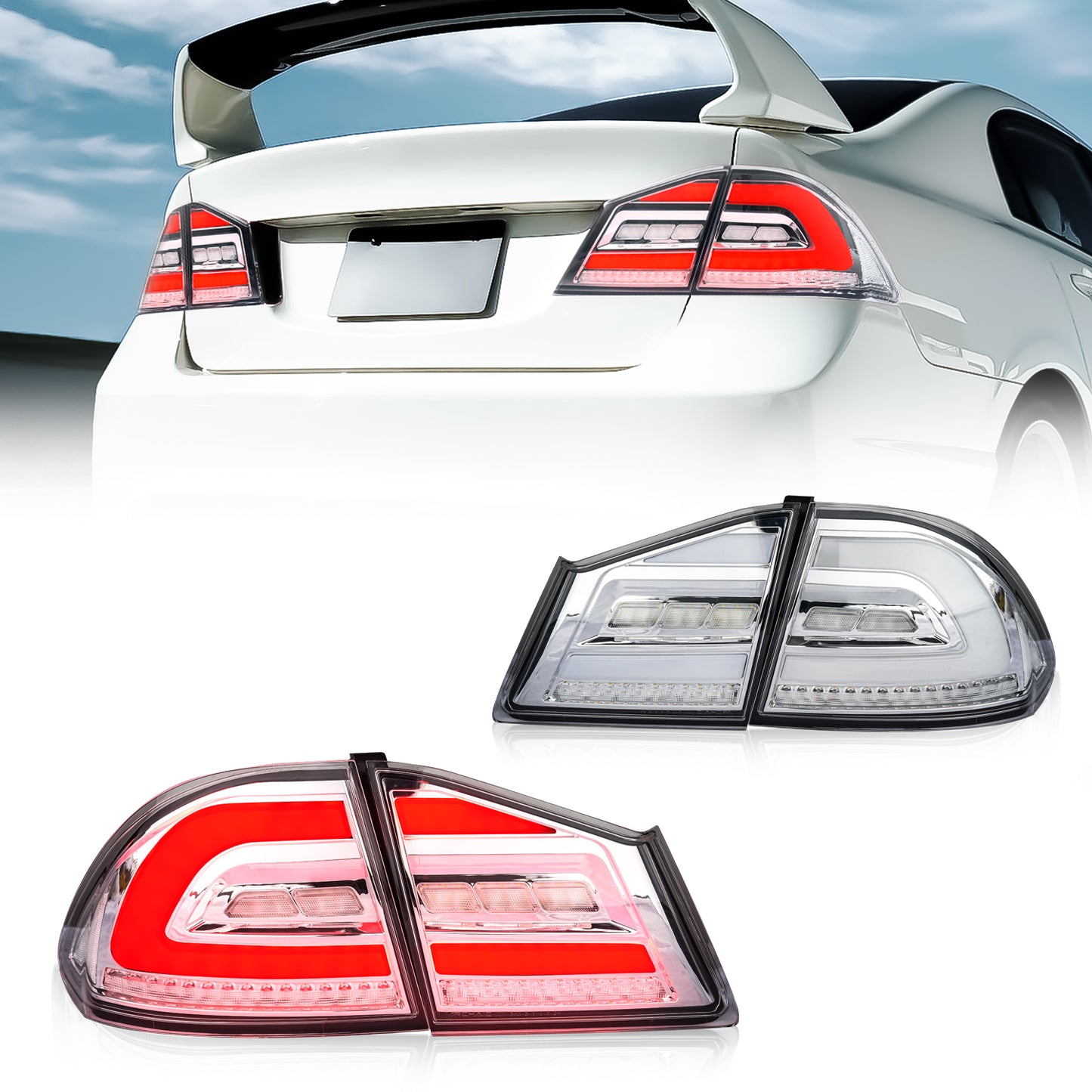 Diamond-Style LED Tail Lights for Honda Civic 2006–2011 | Startup Animation & Sequential Signals