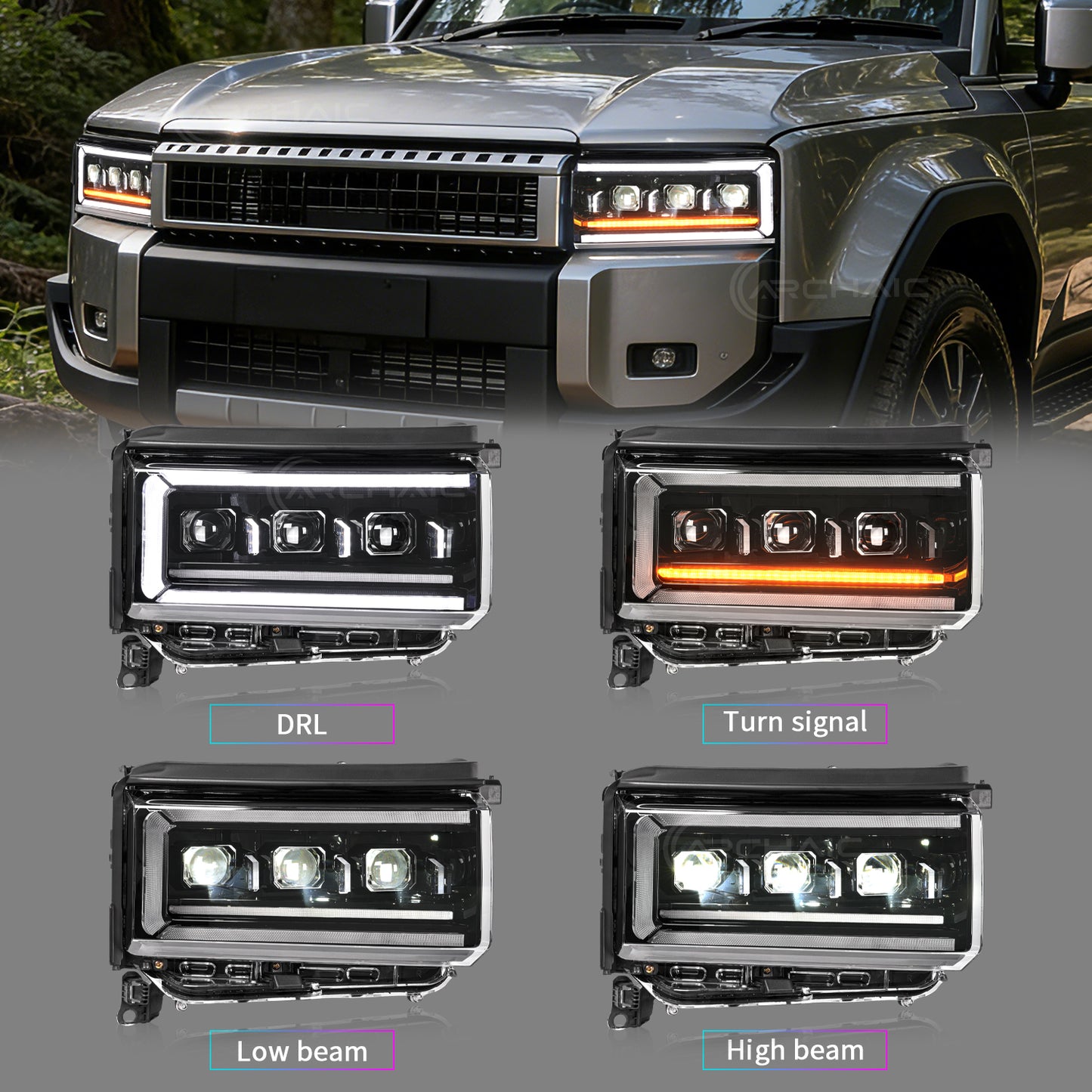Faros LED de mejora para Toyota Land Cruiser LC250 2025+ | DRL RGB ajuste OEM