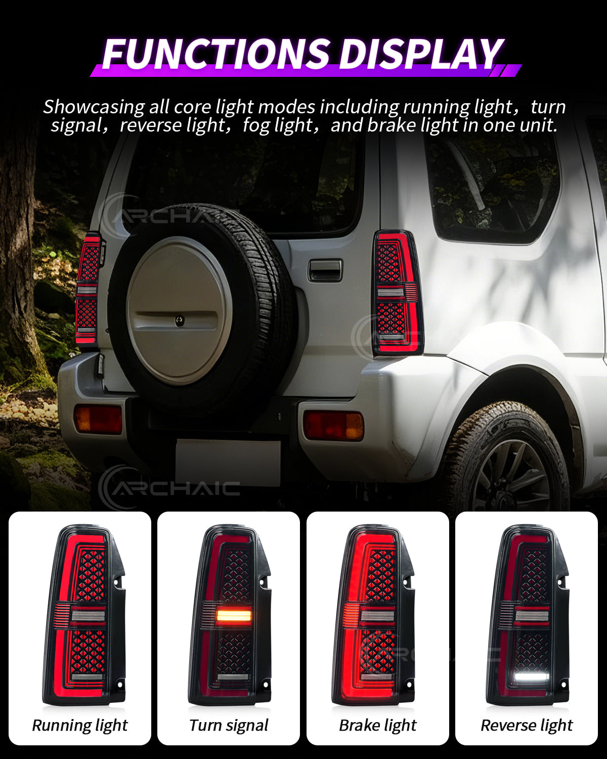 Full LED Tail Lights for Suzuki Jimny JB23 JB43 2007–2017 | Startup Animation