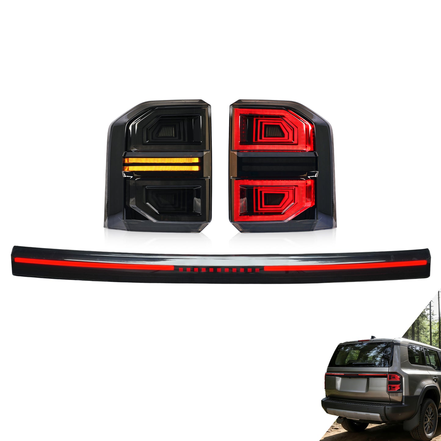 Archaic LED Tail Lights Compatible with Toyota Land Cruiser Prado LC250 (Non-US Models) 2025-UP | Smoked Lens | Sequential Turn Signal