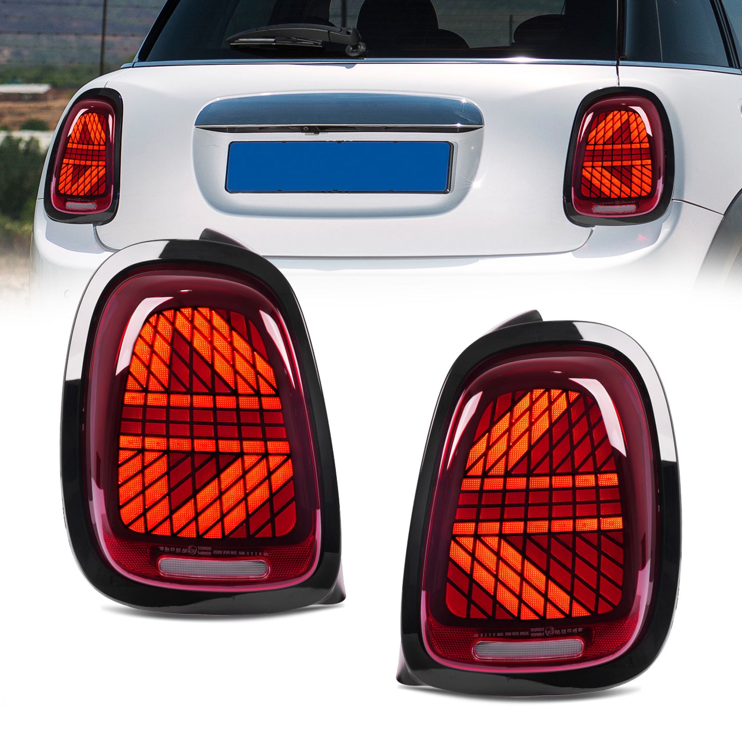 Archaic Compatible with Mini Cooper F55 F56 F57 LED Tail Lights 2014–2024 | Sequential Turn Signal Rear Lamps by Archaic | Smoked & Red Options