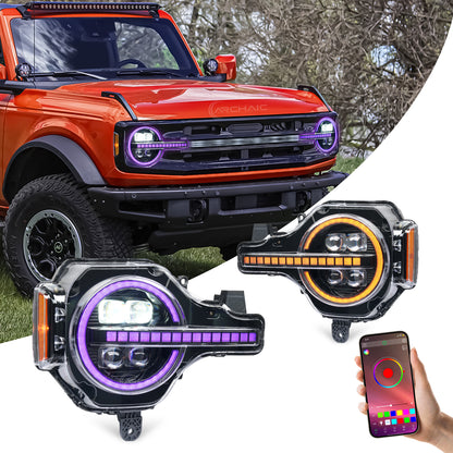 Phares avant entièrement à DEL, version Raptor, pour Ford Bronco 2021-2023 2/4 portes