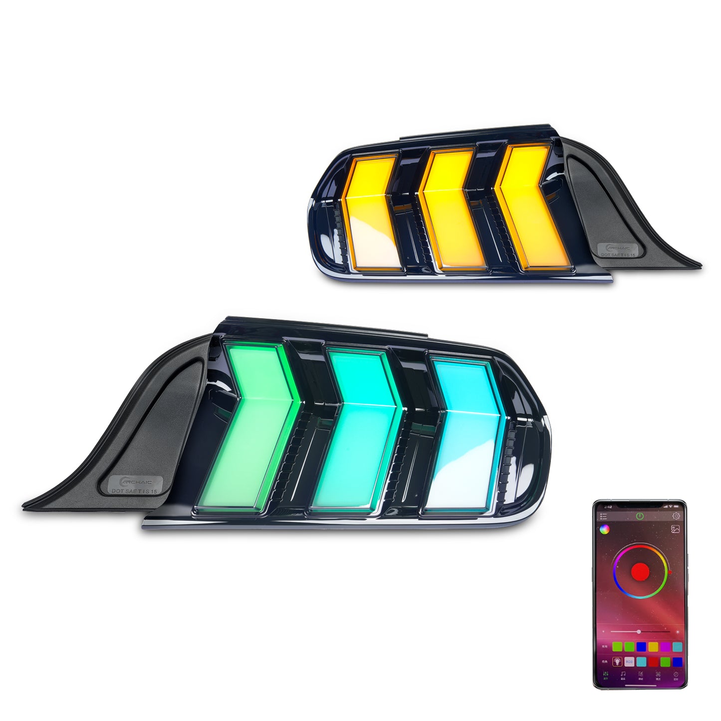 Euro-Style LED Tail Lights for 2015–2023 Ford Mustang S550 | RGB APP & Sequential Turn Signals