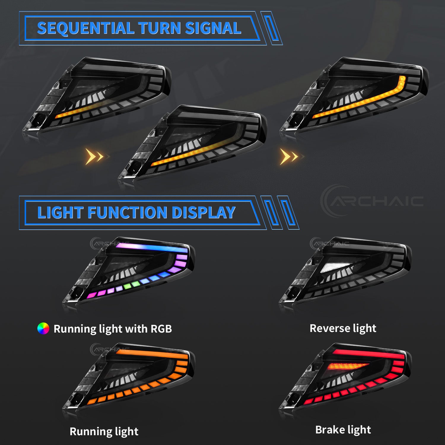 Archaic Dynamic LED Tail Lights for Subaru WRX VB 2022–2025 | RGB