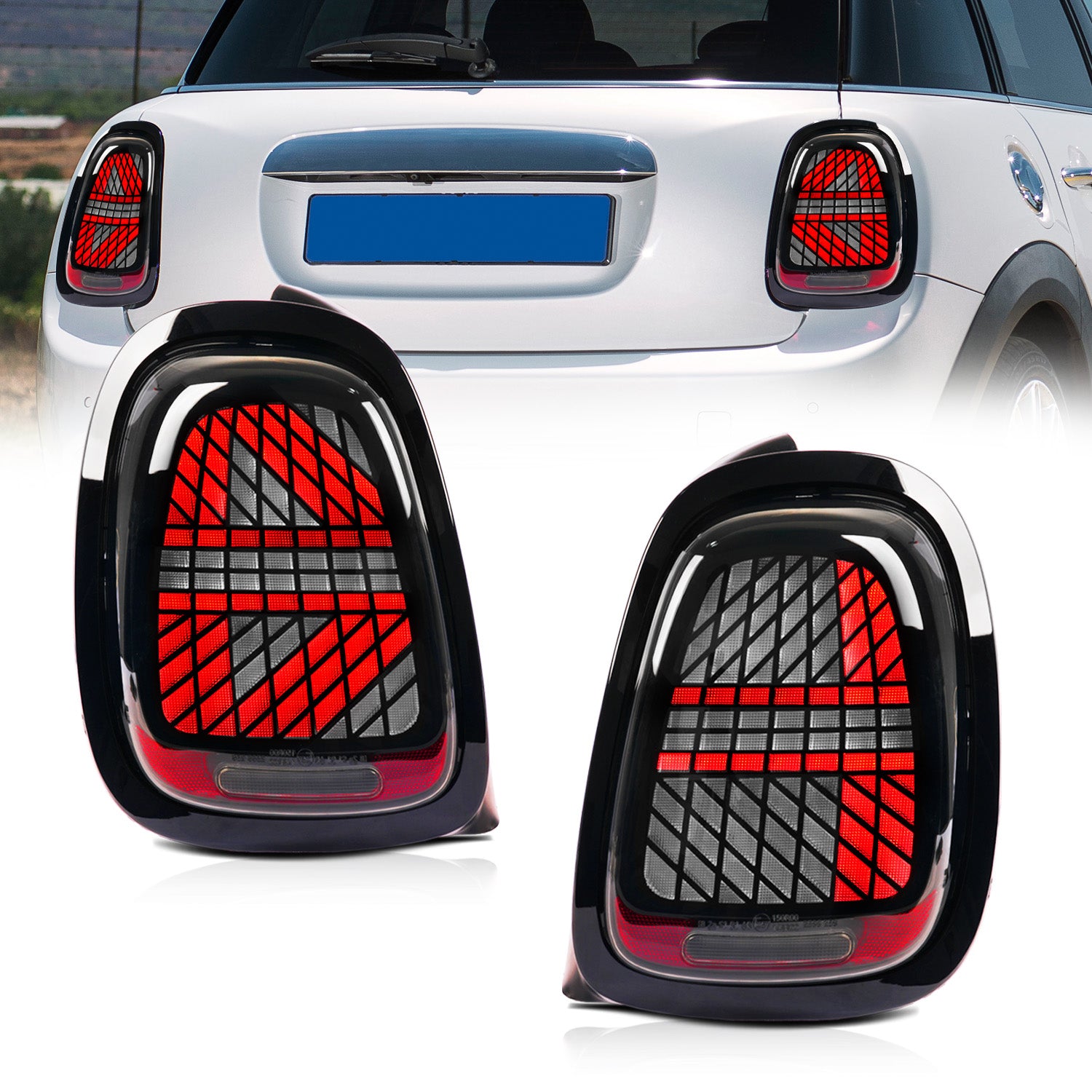 Archaic Smoked & Red LED Tail Lights for Mini Cooper F55 F56 F57 ...