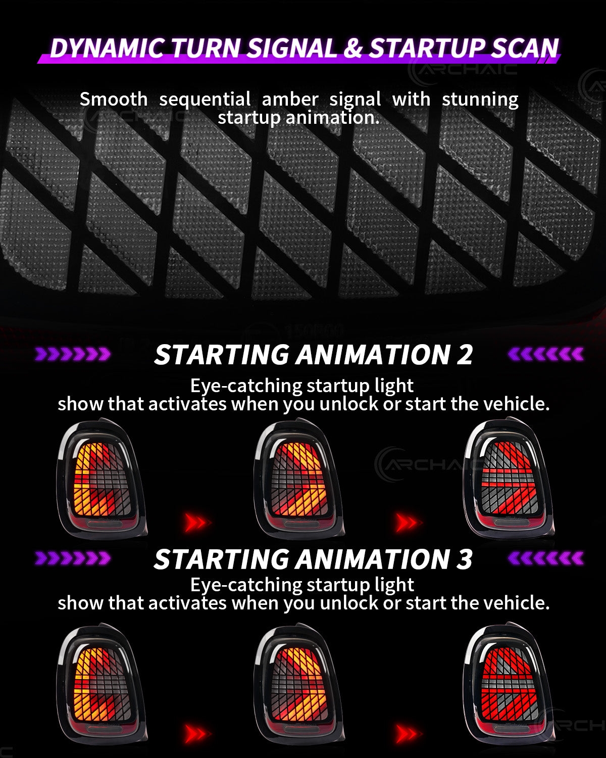 Mini Cooper F55 F56 F57 LED Tail Lights 2014–2024 | Sequential Turn Signal Rear Lamps by Archaic | Smoked & Red Options