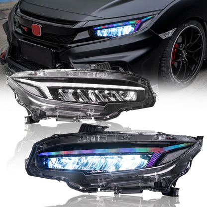 RGB Headlights Assembly For 10th Gen Honda Civic 2016-2021