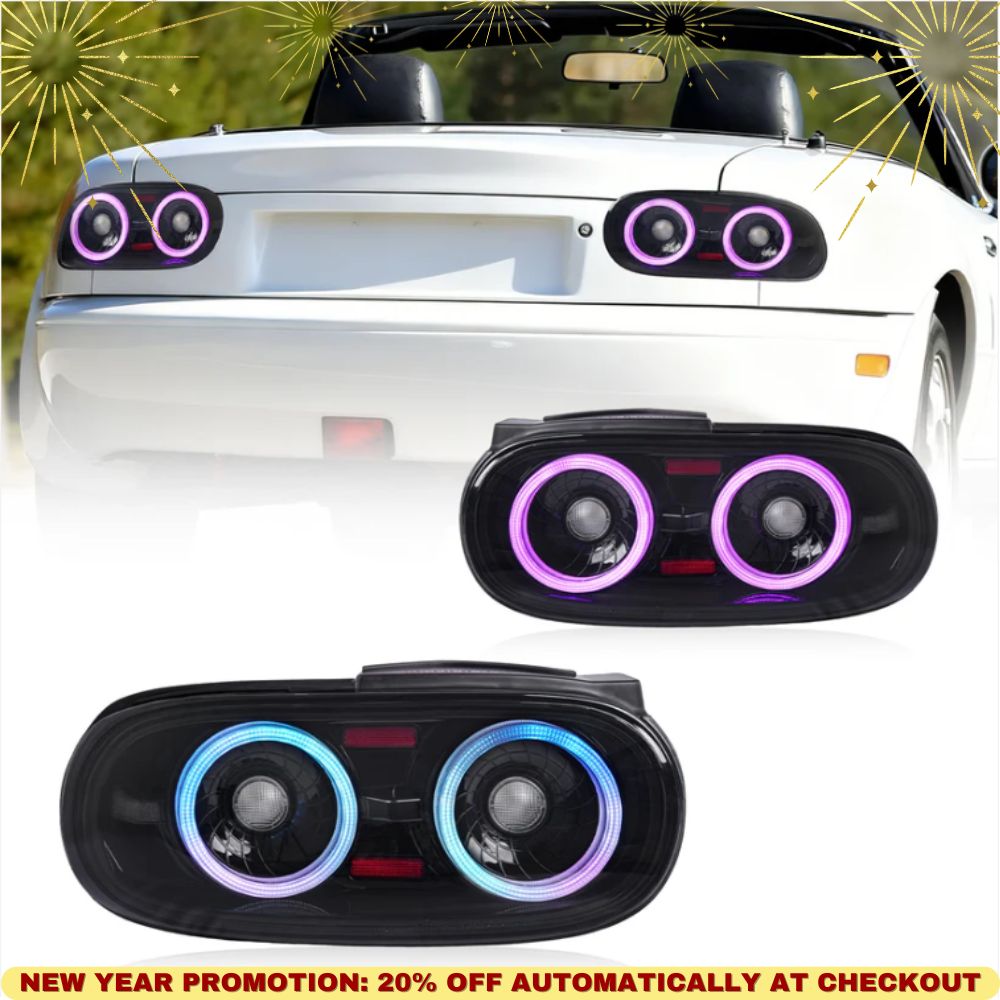 Suitable for Mazda Miata NA full LED (RGB) taillight assembly (light smoke color) has passed E-mark certification