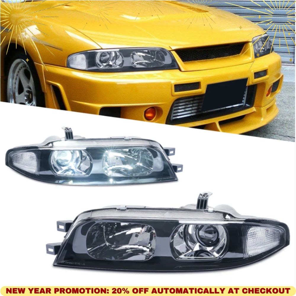Archaic Headlights Compatible for 1th Gen Nissan Skyline R33 GT-R 1995-1998,with LED Bulb, Pair
