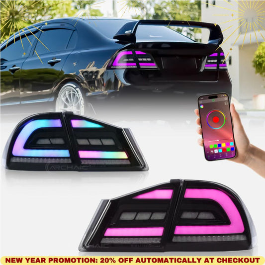 Archaic RGB LED Tail Lights for Honda Civic FD1 FD2 FD3 2006–2011 | Type R