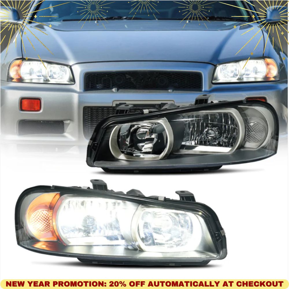 LED Headlights For Nissan Skyline R34 GTR GT-R BNR34/GTT ER34 1998-2002 OE Style