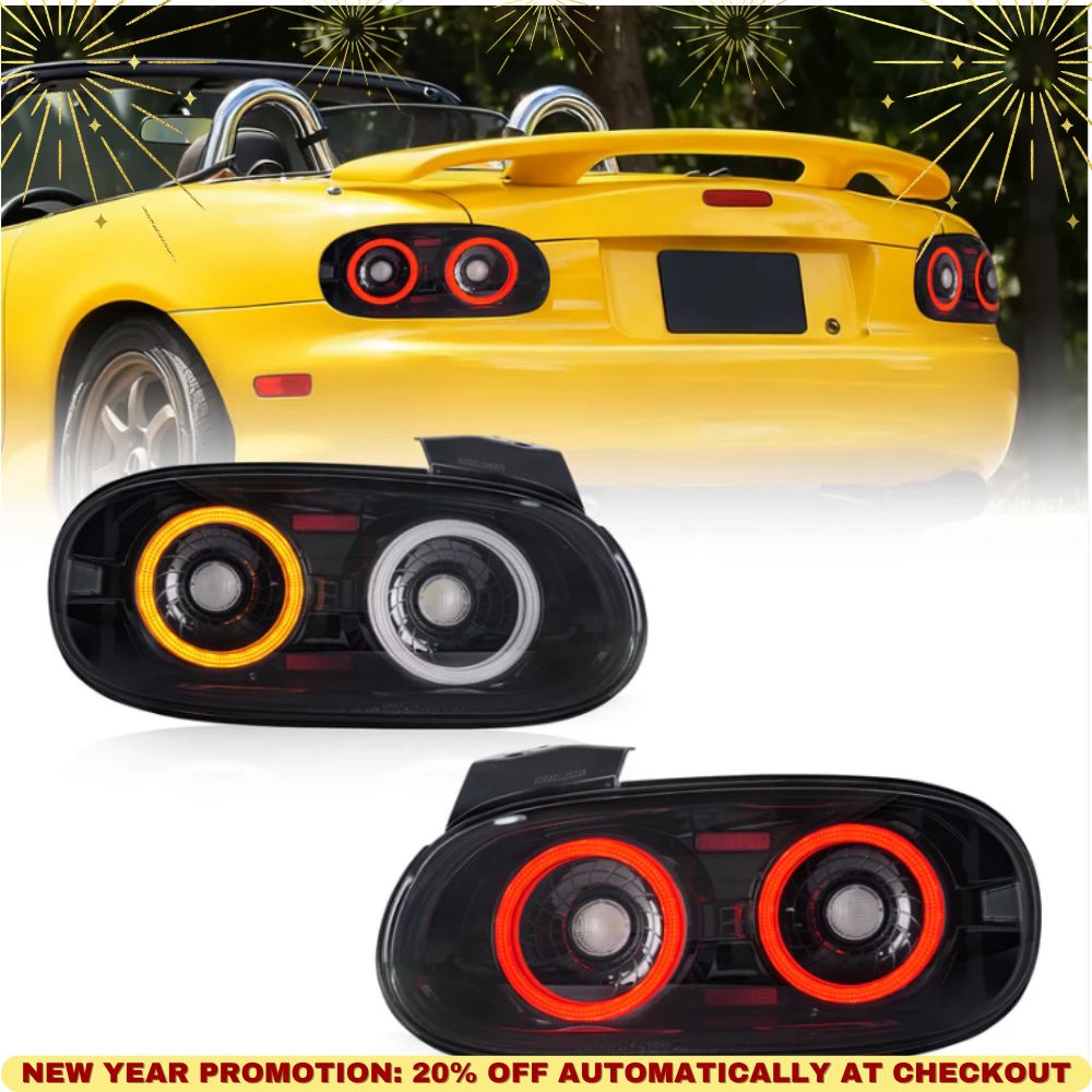 Archaic Full LED Tail Lights for Mazda MX-5 Miata NB 1998–2005, 3D Animation DRL, JDM Design, Plug & Play, Pair