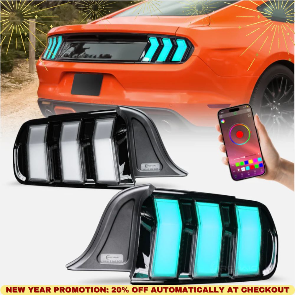 Tail Light Assembly for 2015-2023 Ford Mustang Shelby GT350 GT500 Amber Turn Signal RGB Style
